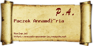 Paczek Annamária névjegykártya